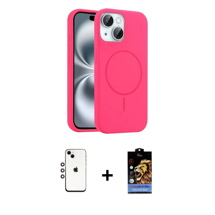 MARSİLYAN™- iPhone 14 Kılıf Yankı Form Serisi - Siyah Buffer Hayalet Cam Ekran Koruyucu + Shine Kamera Lens - GI