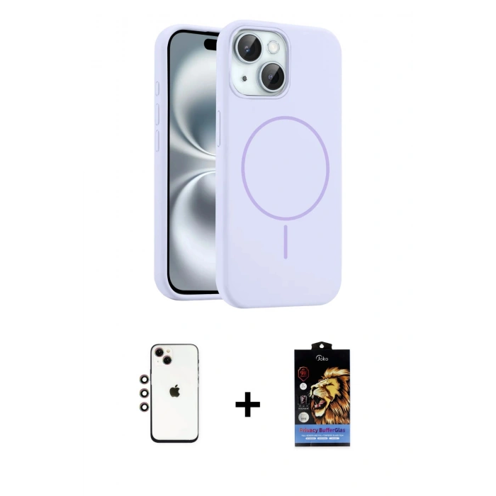 MARSİLYAN™- iPhone 14 Kılıf Yankı Form Serisi - Siyah Buffer Hayalet Cam Ekran Koruyucu + Shine Kamera Lens - GI