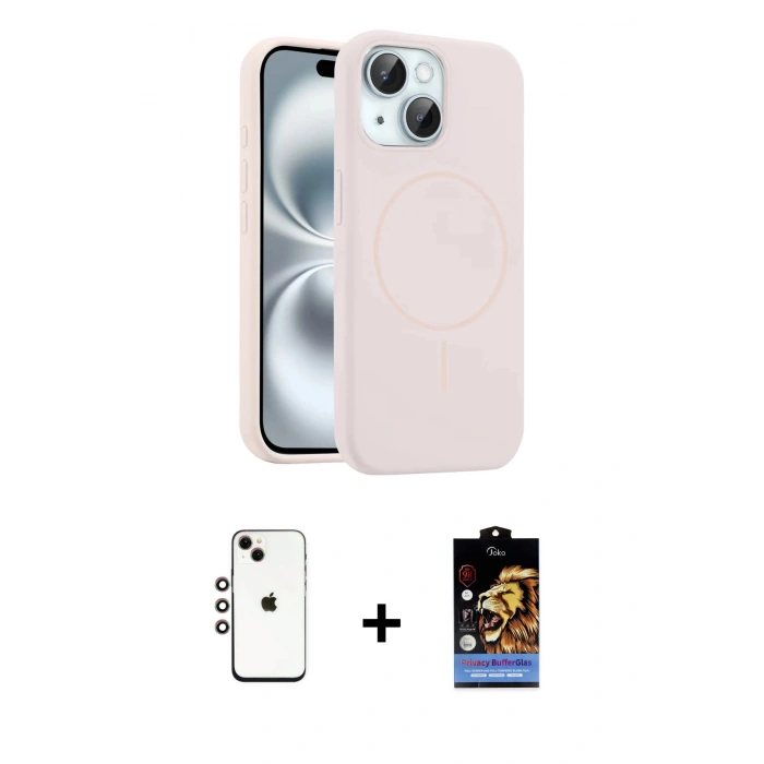 MARSİLYAN™- iPhone 14 Kılıf Yankı Form Serisi - Siyah Buffer Hayalet Cam Ekran Koruyucu + Shine Kamera Lens - GI