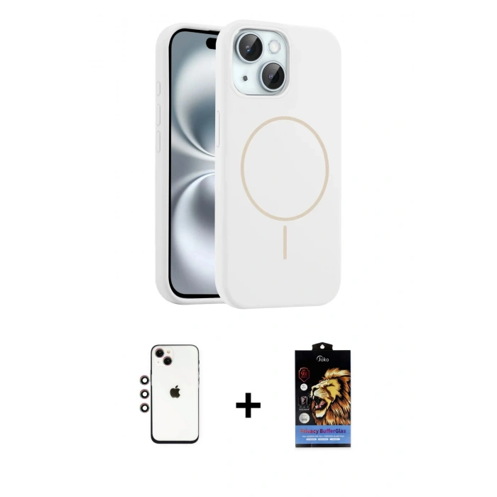 MARSİLYAN™- iPhone 14 Kılıf Yankı Form Serisi - Siyah Buffer Hayalet Cam Ekran Koruyucu + Shine Kamera Lens - GI