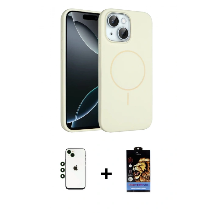 MARSİLYAN™- iPhone 14 Kılıf Yankı Form Serisi - Siyah Buffer Hayalet Cam Ekran Koruyucu + Shine Kamera Lens - YL