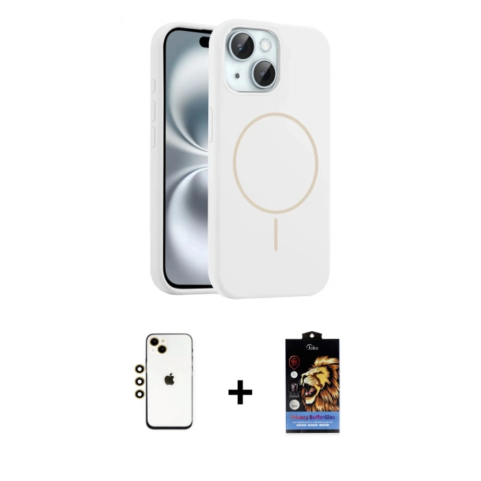 MARSİLYAN™- iPhone 14 Kılıf Yankı Form Serisi - Siyah Buffer Hayalet Cam Ekran Koruyucu + Shine Kamera Lens - GD