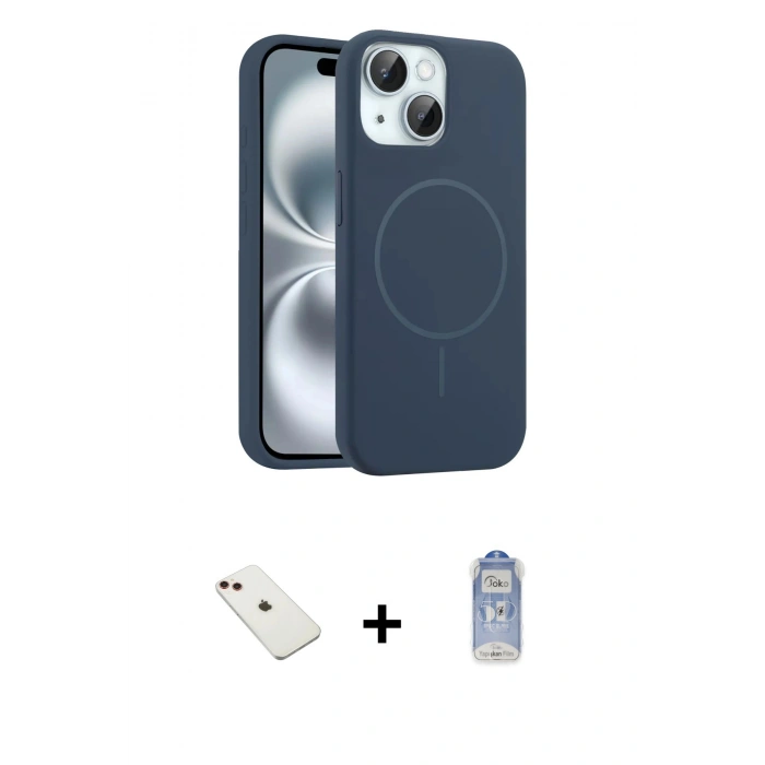 MARSİLYAN™- iPhone 14 Kılıf Yankı Form Serisi - Siyah Joko Magic 5D Cam + Diamond Kamera Lens - KI