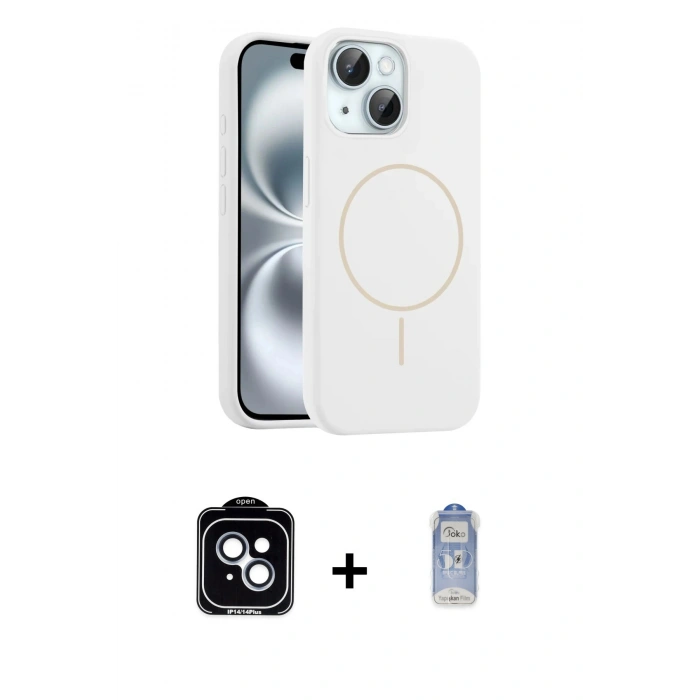 MARSİLYAN™- iPhone 14 Kılıf Yankı Form Serisi - Siyah Joko Magic 5D Cam + PVD Metal Kamera Lens - MI