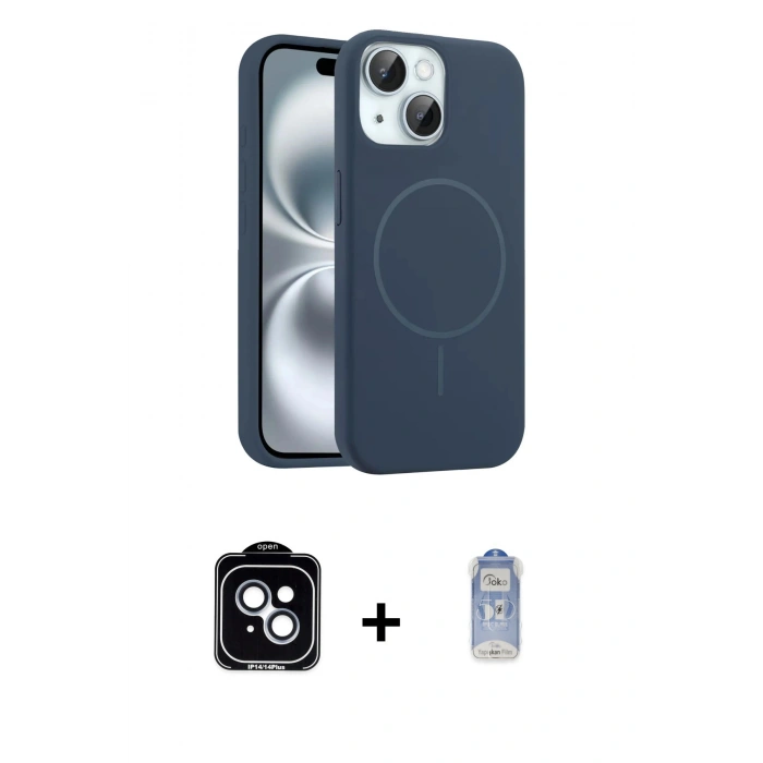 MARSİLYAN™- iPhone 14 Kılıf Yankı Form Serisi - Siyah Joko Magic 5D Cam + PVD Metal Kamera Lens - MI