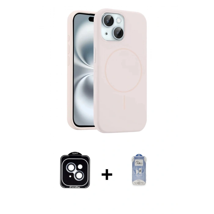 MARSİLYAN™- iPhone 14 Kılıf Yankı Form Serisi - Siyah Joko Magic 5D Cam + PVD Metal Kamera Lens - MI