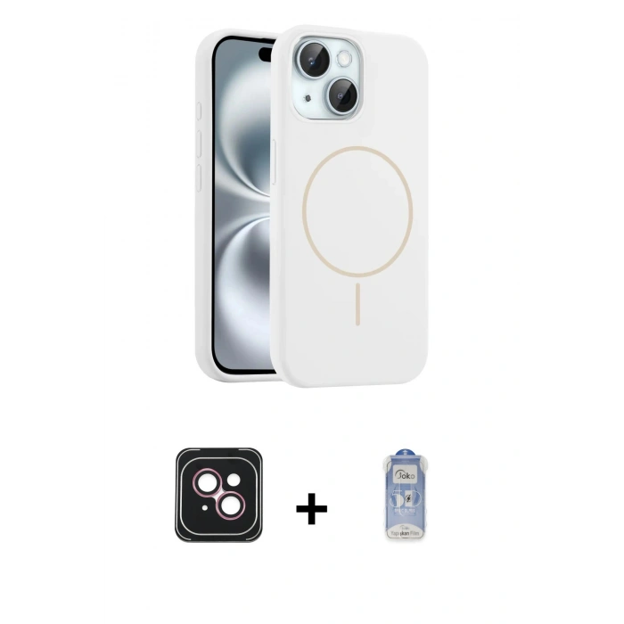 MARSİLYAN™- iPhone 14 Kılıf Yankı Form Serisi - Siyah Joko Magic 5D Cam + PVD Metal Kamera Lens - PE