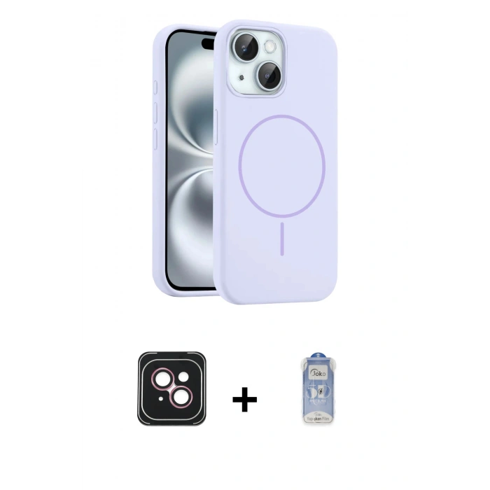 MARSİLYAN™- iPhone 14 Kılıf Yankı Form Serisi - Siyah Joko Magic 5D Cam + PVD Metal Kamera Lens - PE
