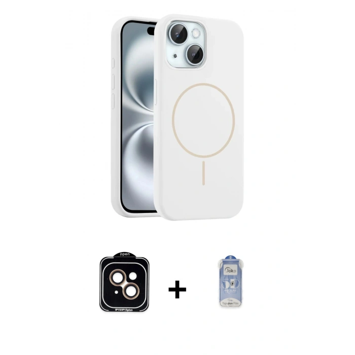 MARSİLYAN™- iPhone 14 Kılıf Yankı Form Serisi - Siyah Joko Magic 5D Cam + PVD Metal Kamera Lens - TU