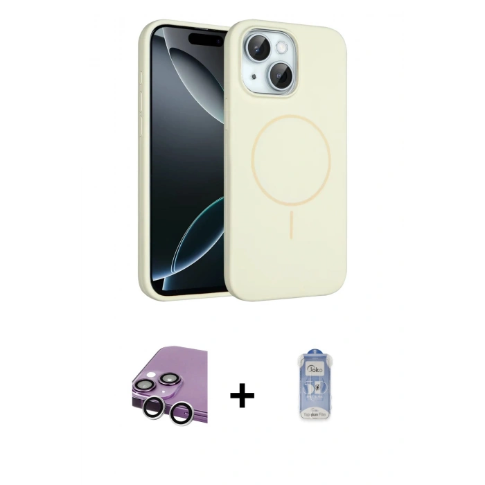MARSİLYAN™- iPhone 14 Kılıf Yankı Form Serisi - Siyah Joko Magic 5D Cam + Raze Metal Kamera Lens - GS
