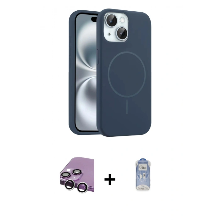 MARSİLYAN™- iPhone 14 Kılıf Yankı Form Serisi - Siyah Joko Magic 5D Cam + Raze Metal Kamera Lens - GS