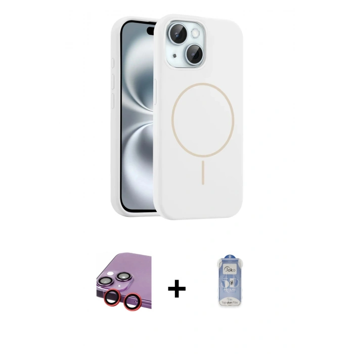 MARSİLYAN™- iPhone 14 Kılıf Yankı Form Serisi - Siyah Joko Magic 5D Cam + Raze Metal Kamera Lens - KI