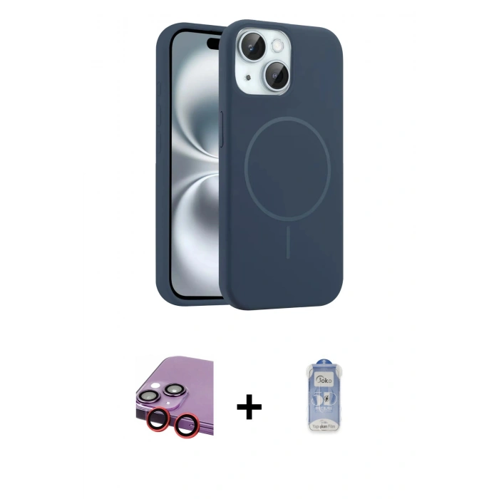MARSİLYAN™- iPhone 14 Kılıf Yankı Form Serisi - Siyah Joko Magic 5D Cam + Raze Metal Kamera Lens - KI