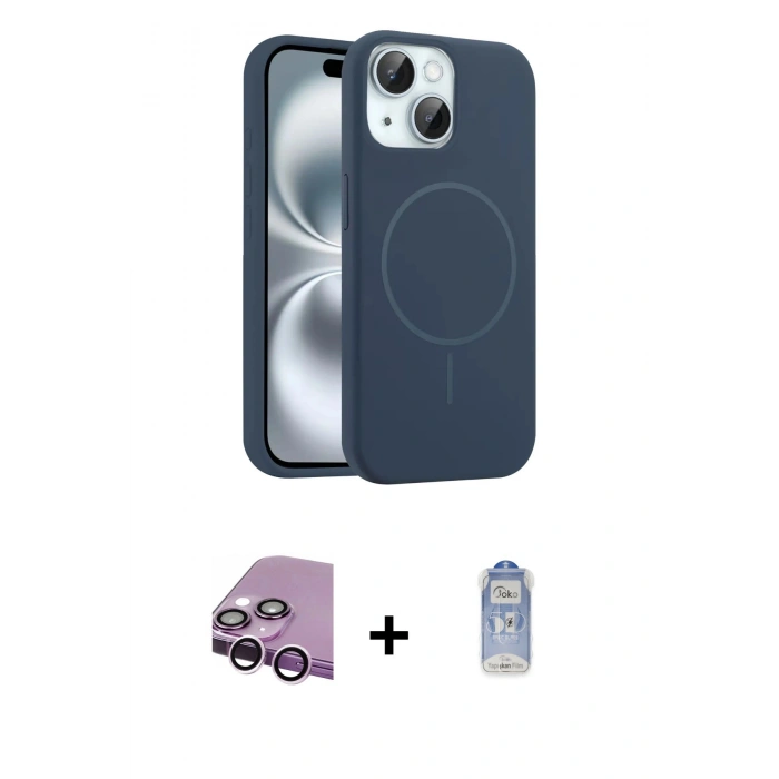 MARSİLYAN™- iPhone 14 Kılıf Yankı Form Serisi - Siyah Joko Magic 5D Cam + Raze Metal Kamera Lens - MR