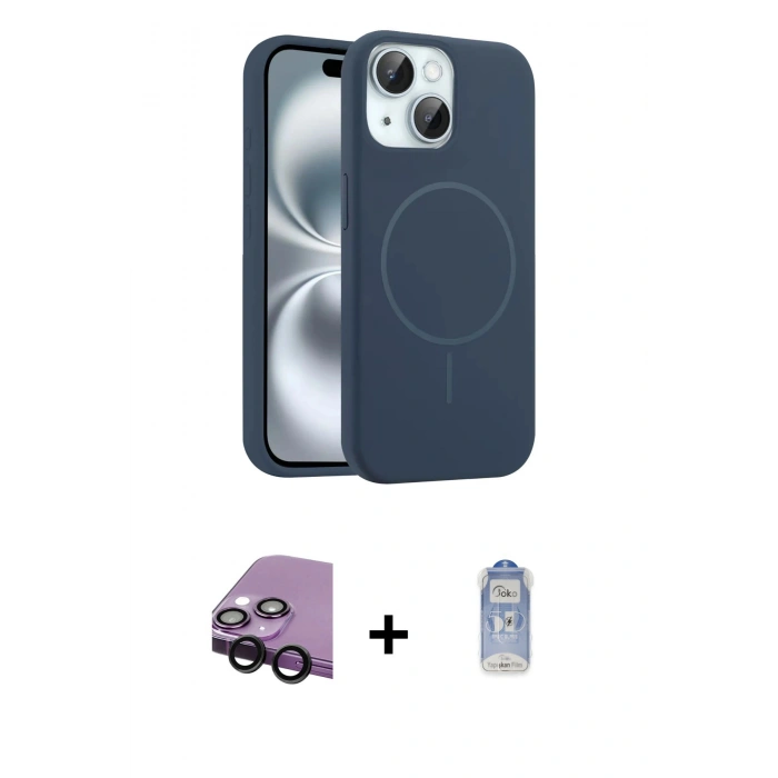 MARSİLYAN™- iPhone 14 Kılıf Yankı Form Serisi - Siyah Joko Magic 5D Cam + Raze Metal Kamera Lens - SH