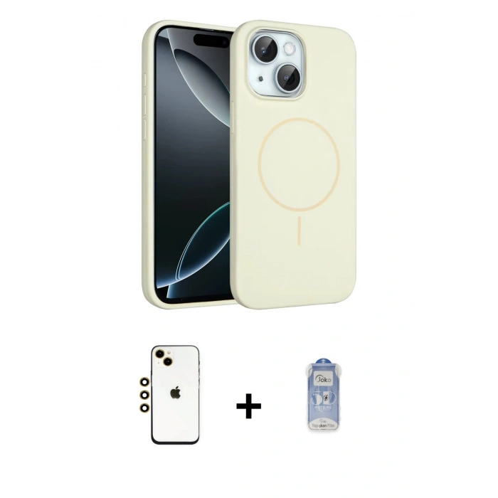 MARSİLYAN™- iPhone 14 Kılıf Yankı Form Serisi - Siyah Joko Magic 5D Cam + Shine Kamera Lens - GD