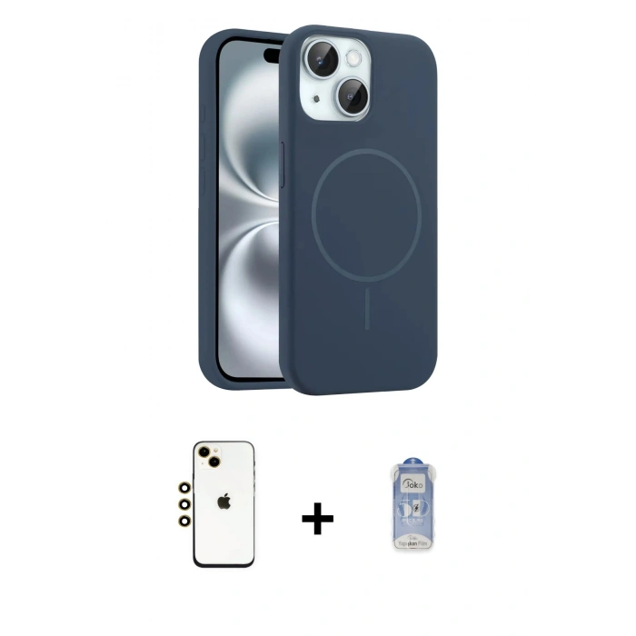 MARSİLYAN™- iPhone 14 Kılıf Yankı Form Serisi - Siyah Joko Magic 5D Cam + Shine Kamera Lens - GD