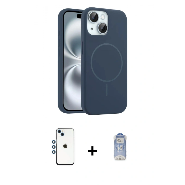 MARSİLYAN™- iPhone 14 Kılıf Yankı Form Serisi - Siyah Joko Magic 5D Cam + Shine Kamera Lens - MI