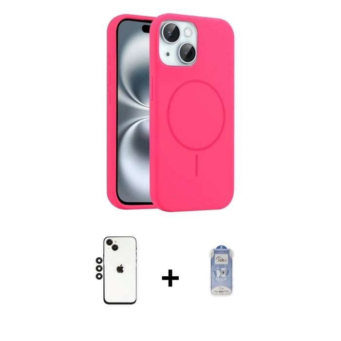 MARSİLYAN™- iPhone 14 Kılıf Yankı Form Serisi - Siyah Joko Magic 5D Cam + Shine Kamera Lens - SH