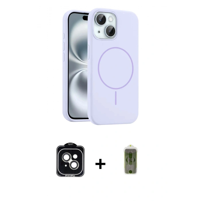 MARSİLYAN™- iPhone 14 Kılıf Yankı Form Serisi - Siyah Joko Magic 5D Hayalet Cam + PVD Metal Kamera Lens - YL