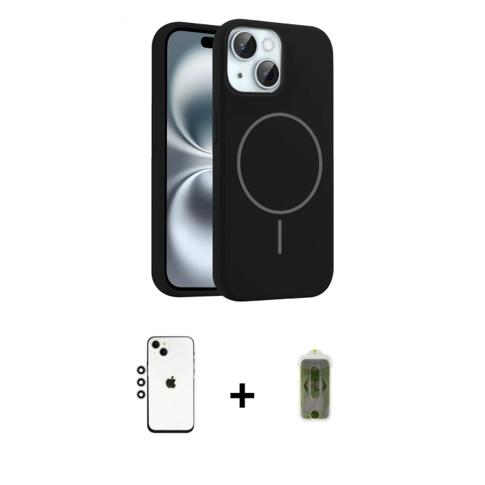 MARSİLYAN™- iPhone 14 Kılıf Yankı Form Serisi - Siyah Joko Magic 5D Hayalet Cam + Shine Kamera Lens - GS