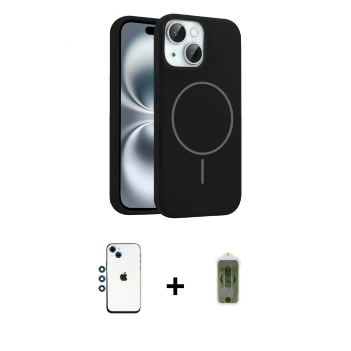 MARSİLYAN™- iPhone 14 Kılıf Yankı Form Serisi - Siyah Joko Magic 5D Hayalet Cam + Shine Kamera Lens - MI