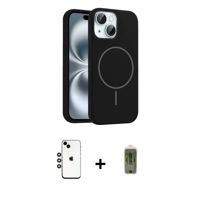 MARSİLYAN™- iPhone 14 Kılıf Yankı Form Serisi - Siyah Joko Magic 5D Hayalet Cam + Shine Kamera Lens - YL