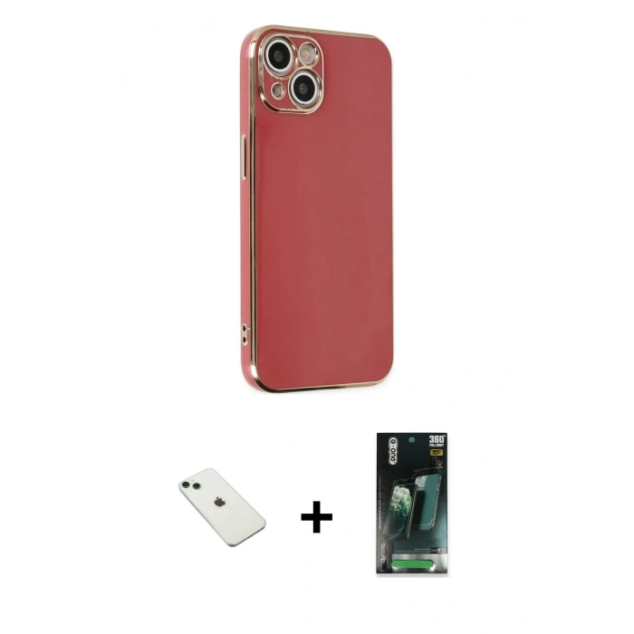 MARSİLYAN™- iPhone 14 Kılıf Yankı Serisi - Şeffaf 360 Full Body Arka Koruyucu + Diamond Kamera Lens - YL