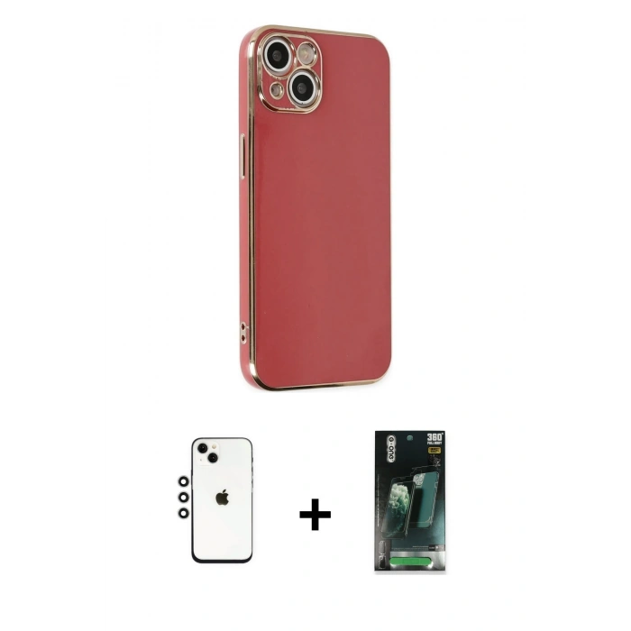 MARSİLYAN™- iPhone 14 Kılıf Yankı Serisi - Şeffaf 360 Full Body Arka Koruyucu + Shine Kamera Lens - GS