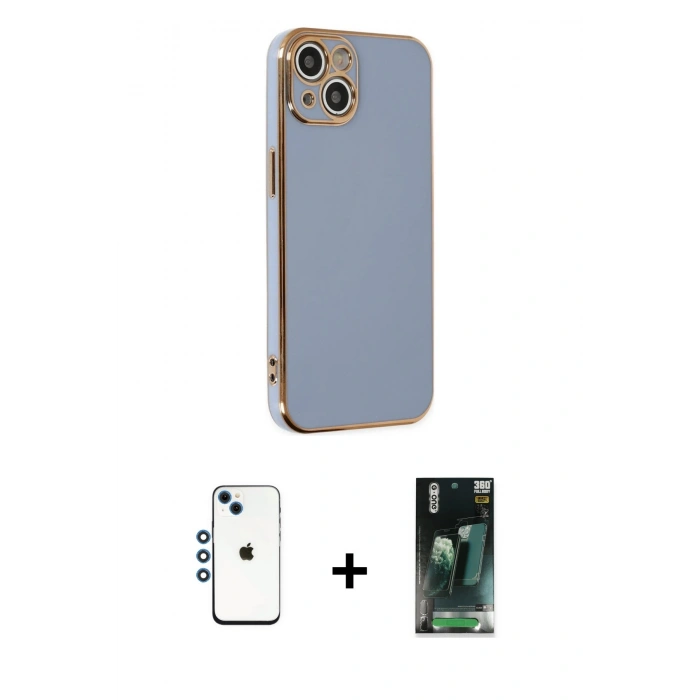 MARSİLYAN™- iPhone 14 Kılıf Yankı Serisi - Şeffaf 360 Full Body Arka Koruyucu + Shine Kamera Lens - MI