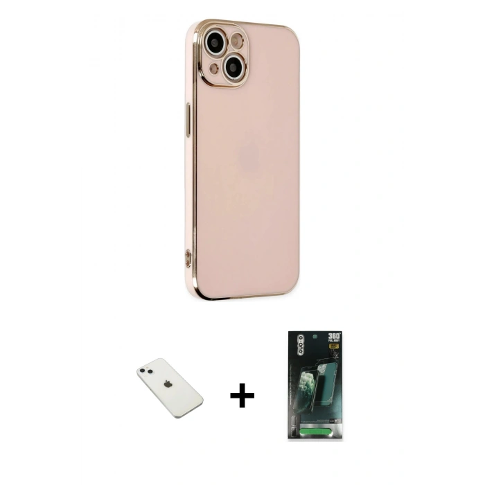 MARSİLYAN™- iPhone 14 Kılıf Yankı Serisi - Şeffaf 360 Full Body Arka Koruyucu + Diamond Kamera Lens - SABE
