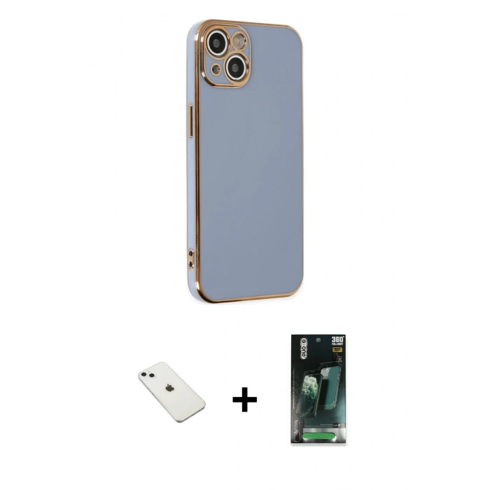 MARSİLYAN™- iPhone 14 Kılıf Yankı Serisi - Şeffaf 360 Full Body Arka Koruyucu + Diamond Kamera Lens - SABE
