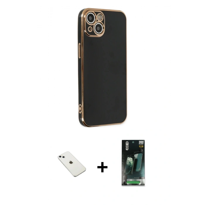 MARSİLYAN™- iPhone 14 Kılıf Yankı Serisi - Şeffaf 360 Full Body Arka Koruyucu + Diamond Kamera Lens - SABE