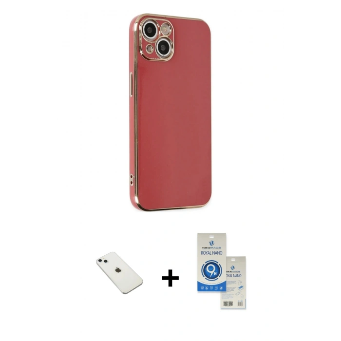 MARSİLYAN™- iPhone 14 Kılıf Yankı Serisi - Şeffaf Royal Nano Ekran Koruyucu + Diamond Kamera Lens - SABE