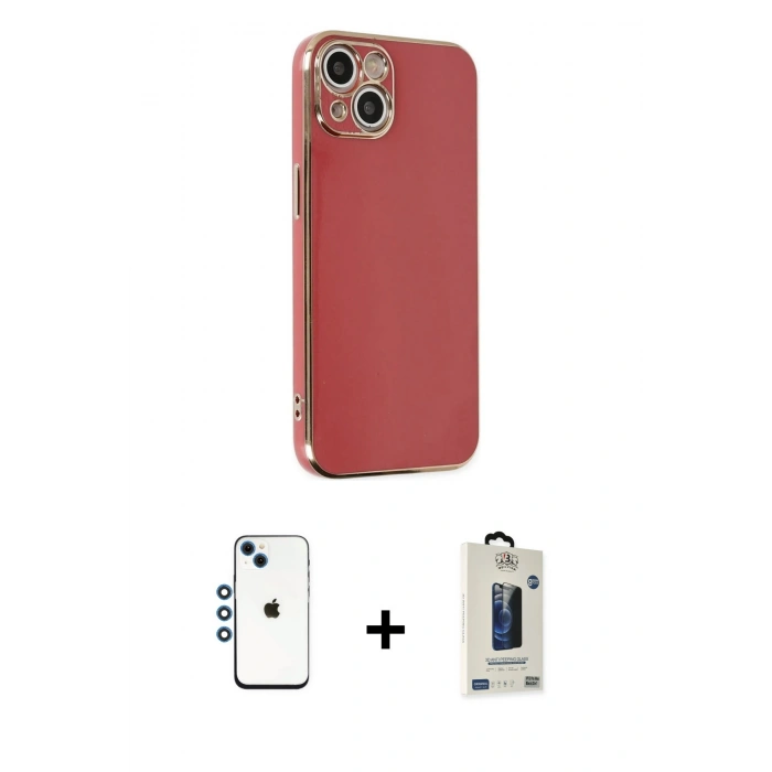 MARSİLYAN™- iPhone 14 Kılıf Yankı Serisi - Siyah Bilvis Hayalet Cam Ekran Koruyucu + Shine Kamera Lens - MI