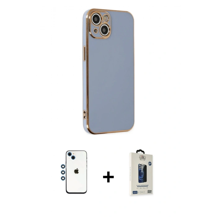 MARSİLYAN™- iPhone 14 Kılıf Yankı Serisi - Siyah Bilvis Hayalet Cam Ekran Koruyucu + Shine Kamera Lens - MI