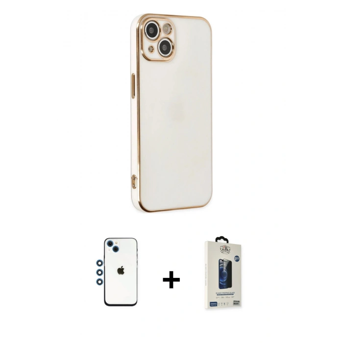 MARSİLYAN™- iPhone 14 Kılıf Yankı Serisi - Siyah Bilvis Hayalet Cam Ekran Koruyucu + Shine Kamera Lens - MI