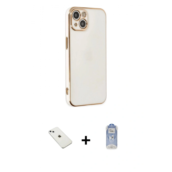 MARSİLYAN™- iPhone 14 Kılıf Yankı Serisi - Siyah Joko Magic 5D Cam + Diamond Kamera Lens - SABE