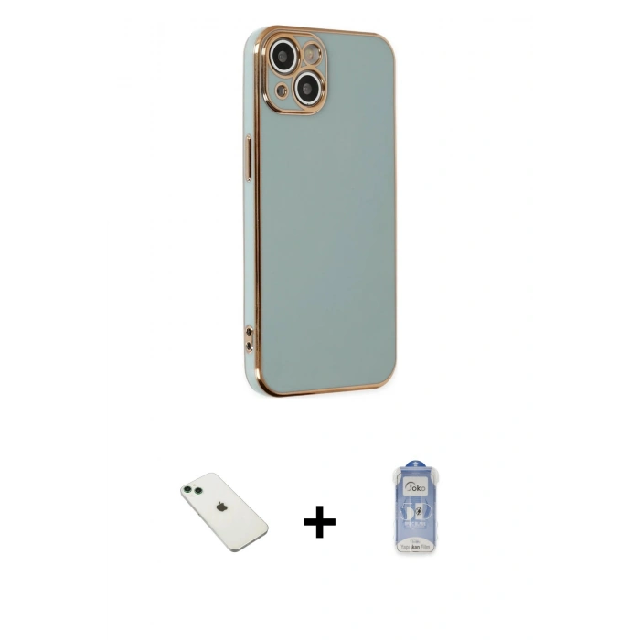 MARSİLYAN™- iPhone 14 Kılıf Yankı Serisi - Siyah Joko Magic 5D Cam + Diamond Kamera Lens - YL