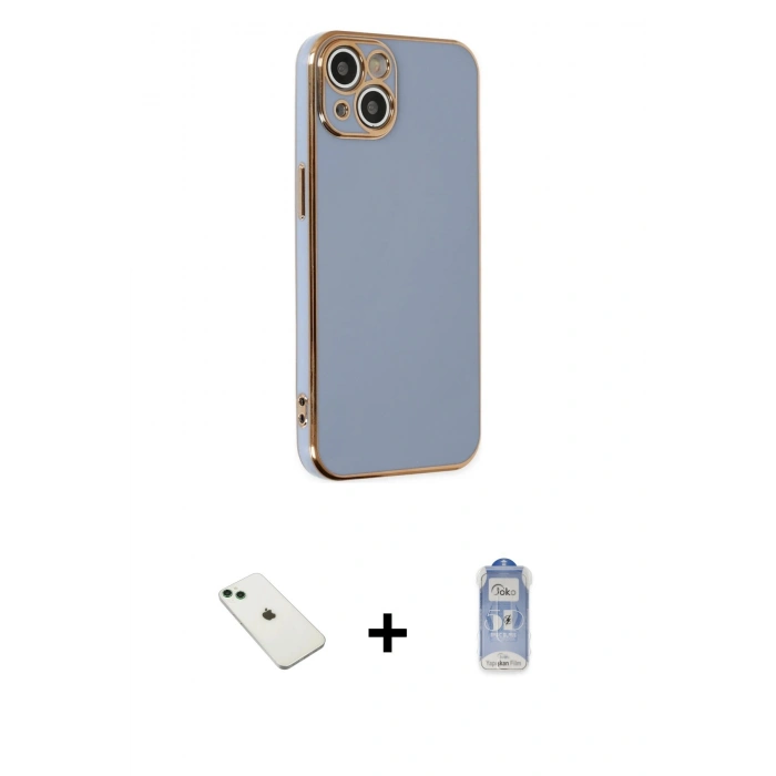 MARSİLYAN™- iPhone 14 Kılıf Yankı Serisi - Siyah Joko Magic 5D Cam + Diamond Kamera Lens - YL