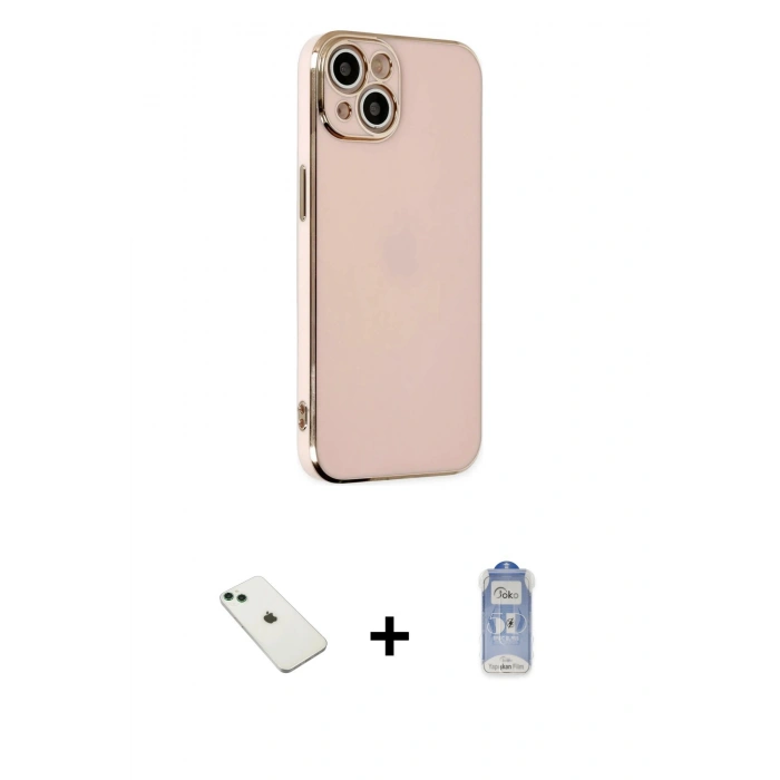 MARSİLYAN™- iPhone 14 Kılıf Yankı Serisi - Siyah Joko Magic 5D Cam + Diamond Kamera Lens - YL