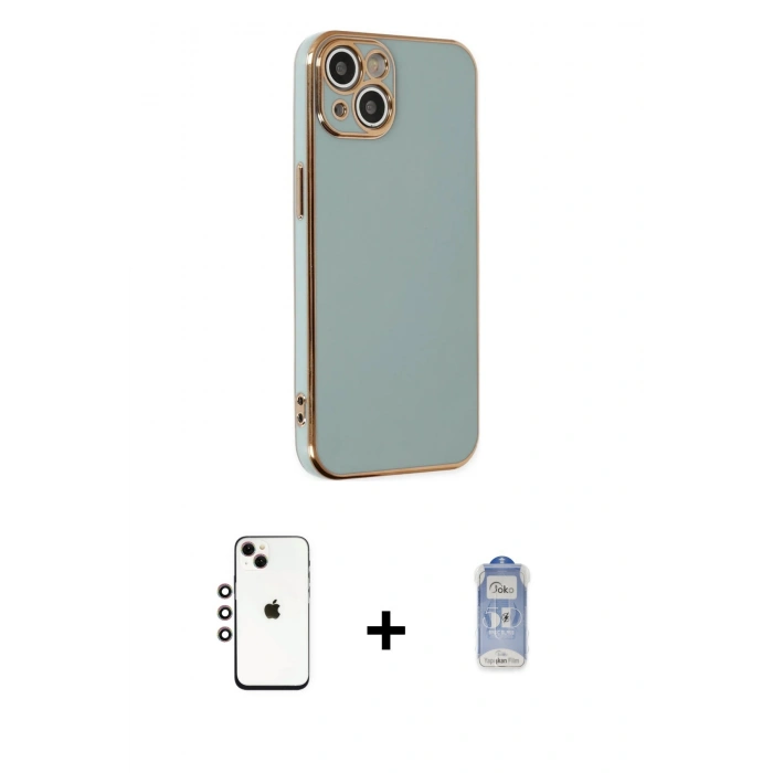MARSİLYAN™- iPhone 14 Kılıf Yankı Serisi - Siyah Joko Magic 5D Cam + Shine Kamera Lens - GI