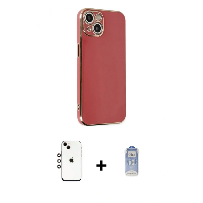 MARSİLYAN™- iPhone 14 Kılıf Yankı Serisi - Siyah Joko Magic 5D Cam + Shine Kamera Lens - GI