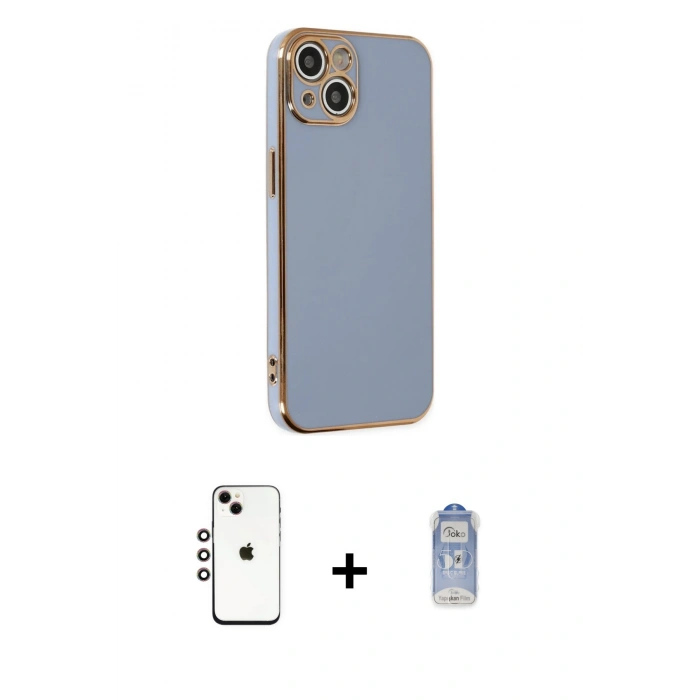 MARSİLYAN™- iPhone 14 Kılıf Yankı Serisi - Siyah Joko Magic 5D Cam + Shine Kamera Lens - GI