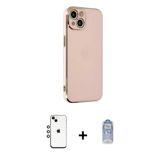 MARSİLYAN™- iPhone 14 Kılıf Yankı Serisi - Siyah Joko Magic 5D Cam + Shine Kamera Lens - GI