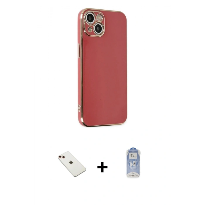 MARSİLYAN™- iPhone 14 Kılıf Yankı Serisi - Siyah Joko Magic 5D Cam + Diamond Kamera Lens - KI