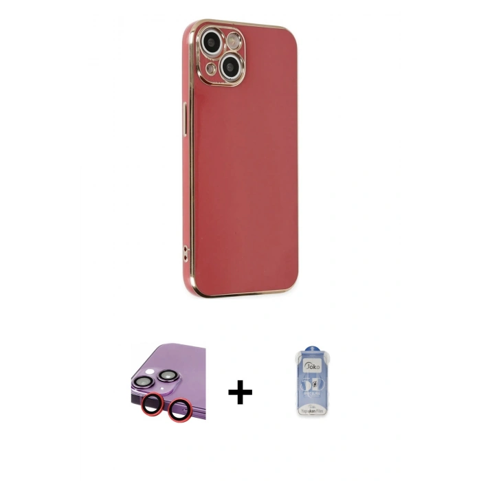 MARSİLYAN™- iPhone 14 Kılıf Yankı Serisi - Siyah Joko Magic 5D Cam + Raze Metal Kamera Lens - KI