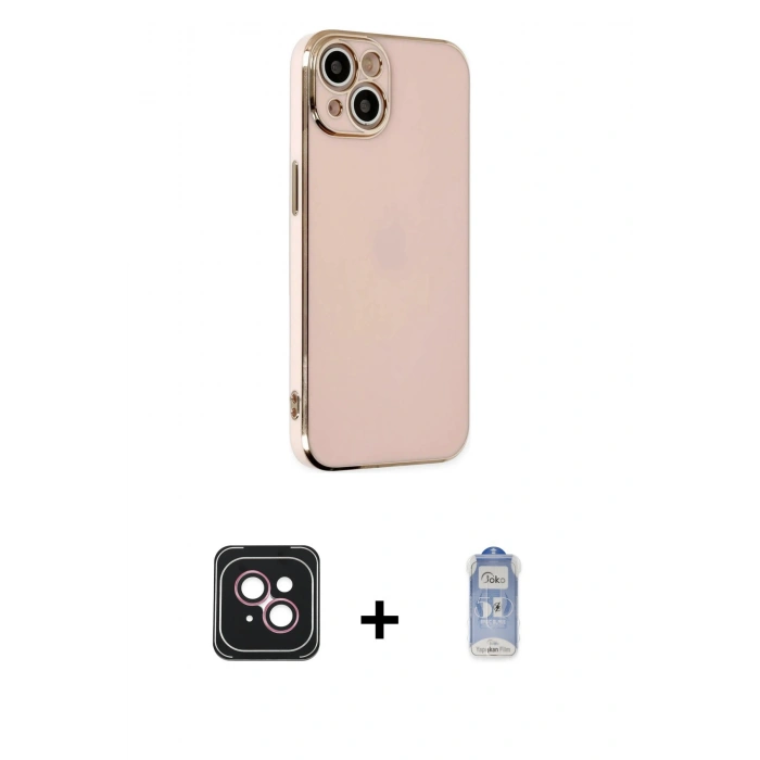 MARSİLYAN™- iPhone 14 Kılıf Yankı Serisi - Siyah Joko Magic 5D Cam + PVD Metal Kamera Lens - PE