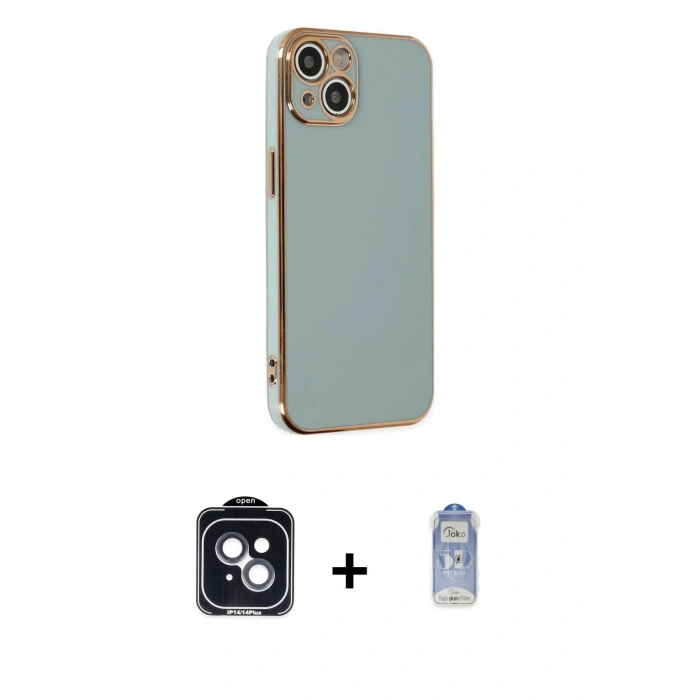 MARSİLYAN™- iPhone 14 Kılıf Yankı Serisi - Siyah Joko Magic 5D Cam + PVD Metal Kamera Lens - SH