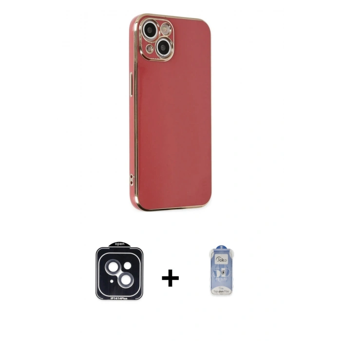 MARSİLYAN™- iPhone 14 Kılıf Yankı Serisi - Siyah Joko Magic 5D Cam + PVD Metal Kamera Lens - SH